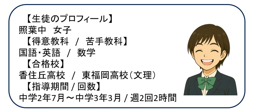 香住丘高校/東福岡高校（文理共創） 合格 指導例プロフィール